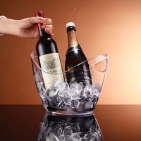 Seau à glace moderne en plastique transparent de 4 L avec pinces lumineuses, refroidisseur à vin personnalisé pour bière et boissons, portable, léger, grande capacité