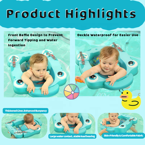 Anello Galleggiante per Neonati WaterDream Blu in PVC Non Gonfiabile 0-36M Ausilio per il Nuoto Ecologico Portatile Regolabile Sicuro - Product Image 2