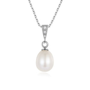 Collier en argent sterling S925 avec perle d'eau douce au design classique, design minimaliste, bijoux pour femmes, vente en gros - Product Image 1
