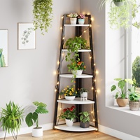 Étagère à étagères industrielle à 5 niveaux Étagère de rangement en coin pour plantes pour chambre à coucher, salon et cuisine