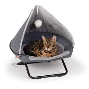 뜨거운 판매 개 침대 캠핑 자외선 차단제 접이식 편안한 여행 야외 애완 동물 텐트 침대 강철 프레임 고양이용 애완 동물 둥지
