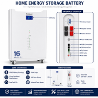 Sistema de Baterías LFP Apilables para Hogar, 16KWh 51.2V 314Ah, con WIFI, Celdas de Grado A, Operación Segura, Confiable y Duradera