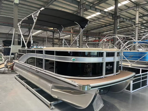 Yacht de sport de bateau de ponton bleu en aluminium de 8 personnes pour le <span class=keywords><strong>taxi</strong></span> d'eau fabriqué en Chine avec le moteur hors-bord - Product Image 2