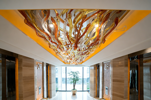 Lámpara de Araña Moderna de Lujo, Hecha a Mano con Vidrio Soplado, Diseño <span class=keywords><strong>Art</strong></span>ístico Orgánico en Color Ámbar, para Hotel, Ascensor, Vestíbulo, Villa o Proyecto - Product Image 2