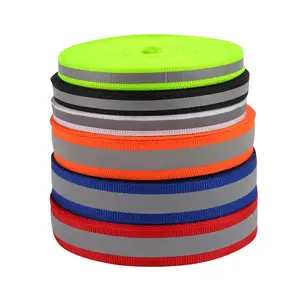 Polyester Reflective Webbing Tape High Visibility Ribbon Strip For Bags Shoes Clothes