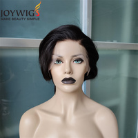 JOYWIGS – perruque Pixie coupe C, cheveux humains, coupe Pixie courte, Lace Frontal, 13x4, nœuds blanchis, Lace avec Baby Hair, 8 pouces