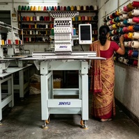JINYU Nueva Máquina de Bordar Computarizada de Una Cabeza Dahao 1200 RPM con Motor de Rodamientos de Engranajes de Alta Eficiencia para Gorras, Camisetas y Bordado Plano Doméstico