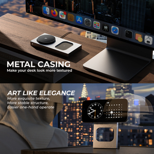 Station de charge portable LISEN QI2 en alliage d'aluminium, modèle privé, 3 en 1, pliable, pour iPhone, Samsung, iWatch, AirPods - Product Image 5