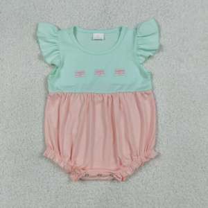 GSD3530 RTS Vestido de verano transpirable hasta la rodilla para niña, verde, rosa, a cuadros, con lazos bordados y mangas voladas, conjunto para hermanas - Product Image 4