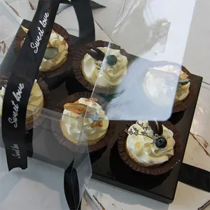 Commercio all'ingrosso di varie dimensioni contenitore per Cupcake In carta trasparente scatola per Cupcake trasparente scatole per torte In scatola per Cupcakes sfusi 12 fori