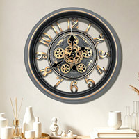 Horloge murale de luxe de 18 pouces, couleur bronze doré brun foncé, style arabe, pour la décoration de la maison, horloge à aiguilles à quartz à face unique, CE RoHs