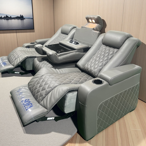 Ensemble de meubles de théâtre de luxe au design agréable, chaise de cinéma en cuir véritable avec tasse de boisson rafraîchissante pour salon ou hôtel - Product Image 1