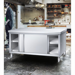 Mueble <span class=keywords><strong>de</strong></span> Cocina Eléctrico <span class=keywords><strong>de</strong></span> 1.2 Metros con Puerta Corredera, para Almacenar Alimentos y Utensilios, Mesa <span class=keywords><strong>de</strong></span> Trabajo para Restaurante, <span class=keywords><strong>de</strong></span> Una o Dos Puertas - Product Image 2