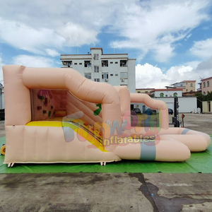 Pastel color kids outdoor backyard summer jumpers castle <b>inflatable</b> splash bounce <b>house</b> slide combo with pool - Product Image 3