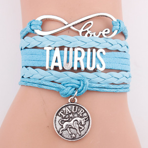 Pulsera de cuero <span class=keywords><strong>con</strong></span> diseño del horóscopo del zodiaco 12, brazalete de <span class=keywords><strong>amor</strong></span> infinito, <span class=keywords><strong>piscis</strong></span>, cuerda - Product Image 6