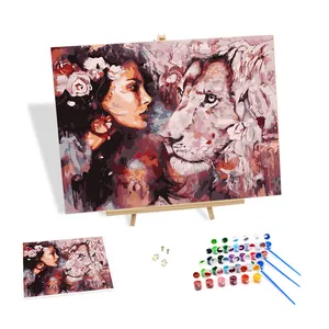 2021 nuova pittura a olio dipingi con i numeri decorazione della parete dell'interno fai da te digitale colorato pittura arte tela bellezza e leone animale