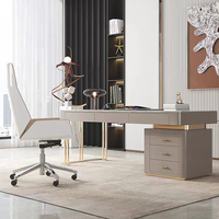Dessus en marbre de haute qualité Design Home Office Desk Set Luxury Gold Stainless Steel Table d'ordinateur Bureau de travail