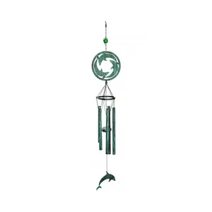 39" H Triadic Dolphins Unique Wind Chimes Outdoor Garden Ornaments for Women Mom Grandma Unisex Decorations