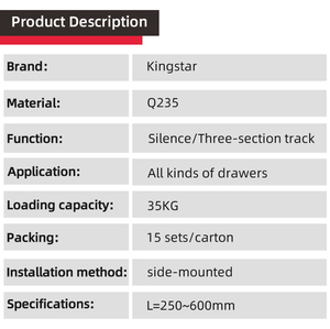 45MM Normal Q235 Steel <strong>Ball</strong> <strong>Bearing</strong> <strong>Slides</strong> for Cabinet <strong>Drawer</strong> - Product Image 5