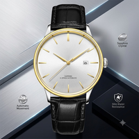 Montre à quartz de qualité supérieure, design tendance, affichage de la date, bracelet en cuir, best-seller, emballage cadeau