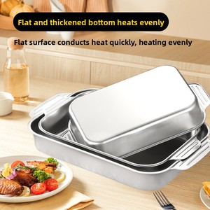 Assiette plate <span class=keywords><strong>rectangulaire</strong></span> en acier inoxydable de qualité alimentaire, épaissie, pour cuisinière à <span class=keywords><strong>induction</strong></span> et four, design moderne, couleur unie - Product Image 3