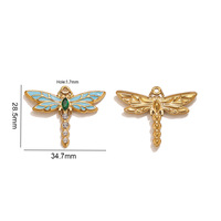 Pendentif F347 Libellule Dégradée en Émail avec Zircons Pavés pour Bijoux et Accessoires Vestimentaires