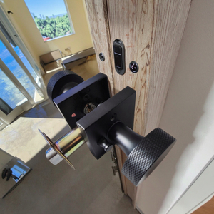 Hiện đại nhập cảnh giả hoa hồng chết đúc dịch vụ Đen kẽm cửa đòn bẩy Lỗ mộng khóa xử lý Bộ Knurled Knob Hợp kim kẽm - Product Image 3