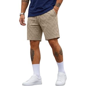 FOXA Mens Sweat Shorts 7 Inch Drawstring Summer Beach Stretch Textured With Pocket Breathable Running Shorts - Product Image 1