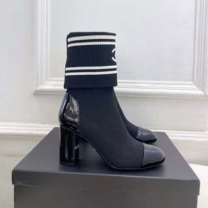 Botas de Invierno de Marca Famosa, Estilo Chelsea Retro, Formales, de Lujo para Mujer, Clásicas, a Media Pantorrilla, con Tacones Altos, Diseño de Calcetines Tejidos - Product Image 2