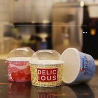 Vente en gros de gobelets en papier personnalisés avec impression de logo 4oz 6oz 8oz gobelets jetables pour crème glacée de différentes tailles avec impression de logo populaire