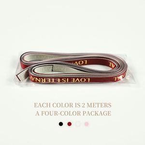 Lot de 4 rouleaux de ruban cadeau 1cm*2m/par couleur, motif « l'amour est éternel » estampé à chaud, en satin, pour emballage cadeau et loisirs créatifs - Product Image 3