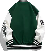Blouson universitaire personnalisé en polaire avec manches en cuir pour homme, style baseball, col côtelé à boutons-pression, vente en gros