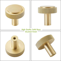 Boutons de porte d'armoires de cuisine moletés de luxe poignées de meubles en cuivre modernes boutons bouton de tiroir en laiton massif doré