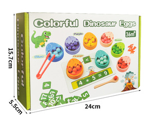 ของเล่นนับไข่ไดโนเสาร์ไม้ CE CPC ของเล่นมอนเตสซอรี่ฝึกทักษะกล้ามเนื้อมัดเล็ก เกมลูกปัด ของเล่นเสริมพัฒนาการทางคณิตศาสตร์สำหรับเด็ก - Product Image 4