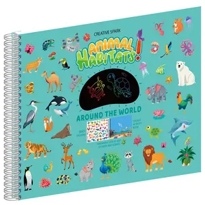 custom Sticker Books for Kids 14 pages Fun Scenes scratch and Coloring Activity Book for Boys& girls