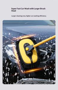 Brosse de lavage de voiture en gros avec manche télescopique long, gant de lavage et kit de nettoyage rétractable à trois sections avec perche en aluminium courbée - Product Image 4