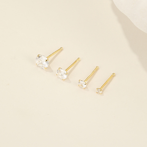 CANNER Anillo de Nariz Clásico de Plata de Ley 925 con Zirconia de 4 Puntas, de 2mm, 3mm, 4mm, 5mm, Regalo de Boda de Moda - Product Image 5