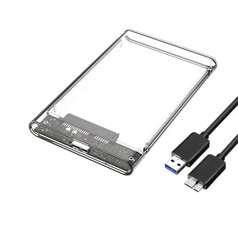 Adattatore per Hard Disk Drive da 2.5 pollici HDD Case USB3.0 custodia in plastica trasparente HDD custodia con l'alta qualità