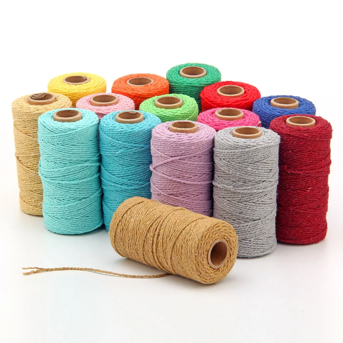 2mm Rope Twisted-Cord 100% Cotton Rope Colorful Twine Fil Macrame Cord String Thread Party Wedding Decoration Accessory DIY Cord