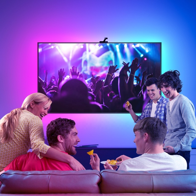 Smart LED TV Backlight  with Camera  for 55-65 Inches TV  APP Control Music Rhythm   Works with Alexa & Google Assistant
