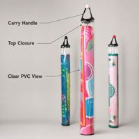 Sac de rangement pour tapis de mahjong, tube long en PVC transparent avec poignée de transport pour tapis de jeu de table, fournitures pour salle de jeux à domicile