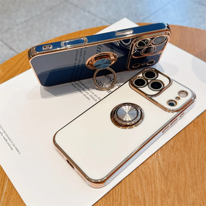gold <b>plate</b> soft tpu <b>ring</b> holder phone case for iphone 17 16 15 pro max,for iphone 17 phone case with stand - Product Image 3