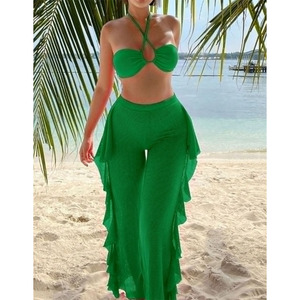 King Mcgreen Star Nuovo Set Bikini Brasiliano 2 Pezzi con Vita Alta, Halter e Pantaloni con Volant, <span class=keywords><strong>Copricostume</strong></span> da Donna - Product Image 6