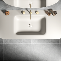 Ensemble de meuble-lavabo de salle de bain contemporain suspendu avec miroir LED rond rétroéclairé, armoire murale avec évier et étagère de rangement