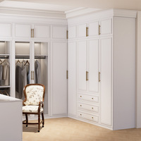 Armoire BOWEIYA de style français, luxueuse, laquée, de la plinthe au plafond, 3 tiroirs, 5 étagères, moderne, sur mesure, en bois massif, pour chambre à coucher