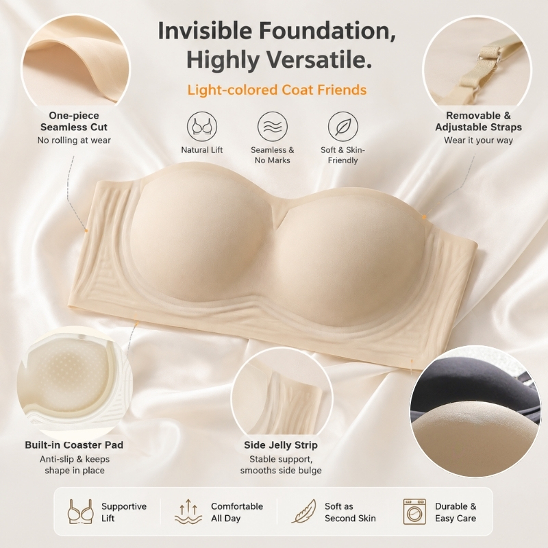 Factory Sale Soft Comfortable Lady Wireless Strapless Top Instock Fancy Breathable Removable Shoulder Straps Womens Seamless Bra