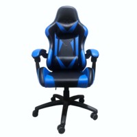 Chaise ergonomique en cuir synthétique pour ordinateur, pivotante, bleue, inclinable, chaise de jeu personnalisée