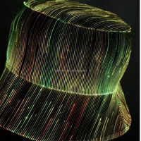 Sombrero LED Rave Bucket Hat Light up Fiber OpticHats Sombrero de fiesta que cambia de 7 colores Resplandor en la oscuridad Gorra de Festival recargable por USB