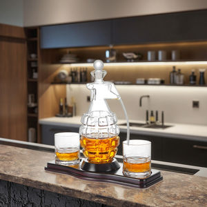Juego de Decantador de Vidrio de Borosilicato Soplado a Mano con Forma de <span class=keywords><strong>Granada</strong></span>, Venta al por Mayor de Fábrica, 2 Vasos para Whisky y Vino, Apto para Lavavajillas - Product Image 1