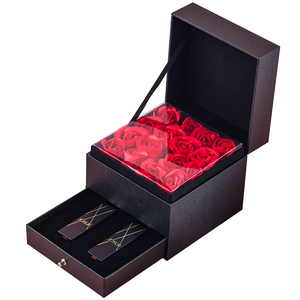 Acrylic Transparent Cover Black Drawer Flower Box Rose Flower Gift Box Valentine's Day Gifts